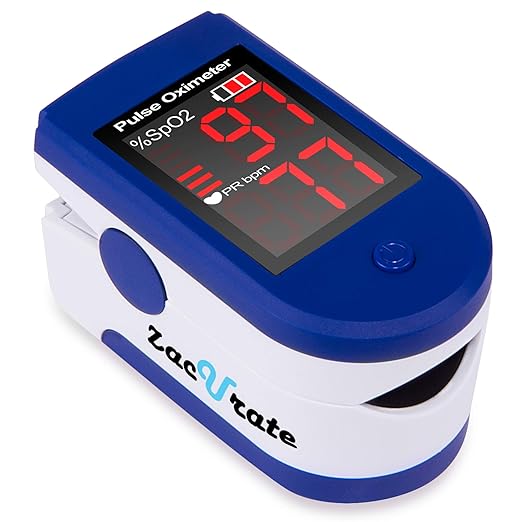 Zacurate Fingertip Pulse Oximeter Blood Oxygen Saturation Monitor with Batteries and Lanyard Included (Sapphire Blue)