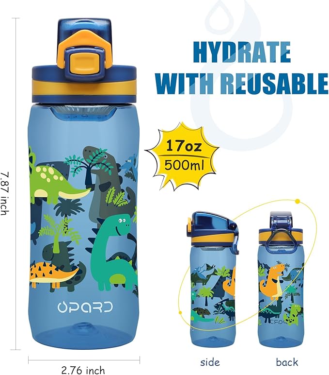 Opard 17oz Kids Water Bottle with Leak Proof Flip-Top Lid, Reusable BPA-Free Tritan for School and Travel