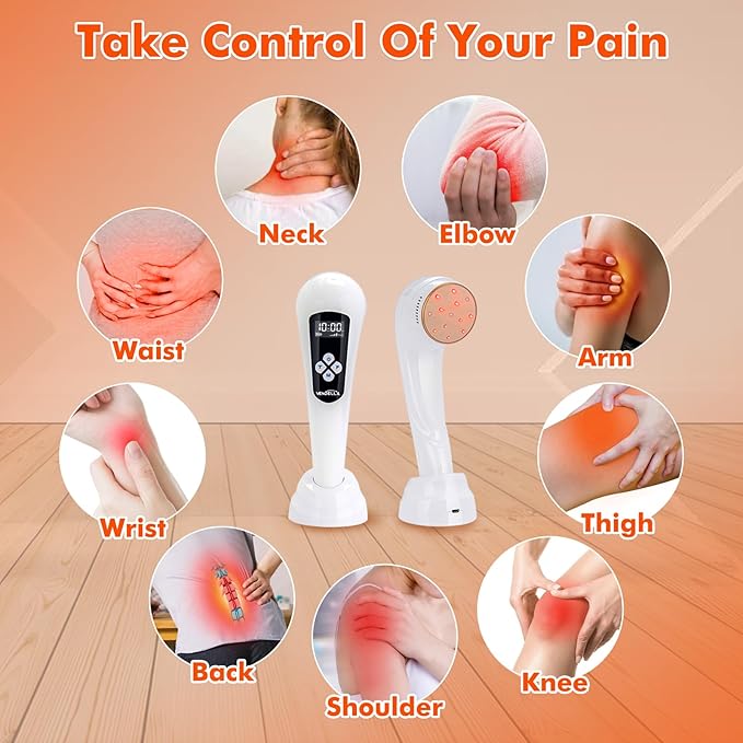 Red Light Therapy Device, Cold Light Therapy Device with LED Display for Muscle Pain Relief, Portable Handheld Infrared Light Therapy for Human/Pets (4 Levels+3 Timer Settings)