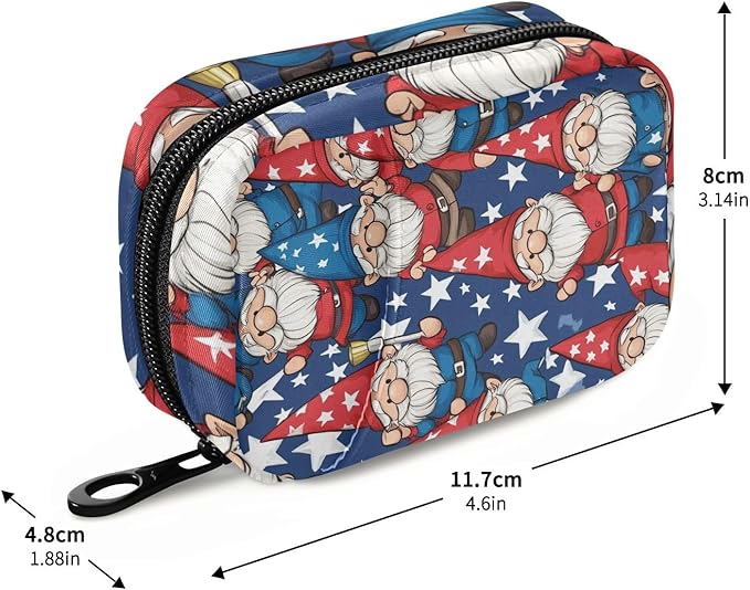 Patriotic Gnomes Stars Blue Travel Pill Organizer Weekly Small (Cute) Pill Box 7 Day Pill Case Vitamin Holder Pill Bottle Organizer