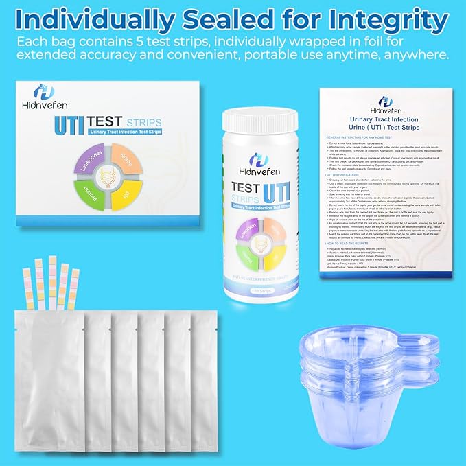4-in-1 UTI Test Strips, Full Panel Urinary Tract Infection Test Kit at Home for Women Men Kids, Urinalysis Leukocytes, Nitrites, PH, Protein Urine Strip for UTI and Bladder