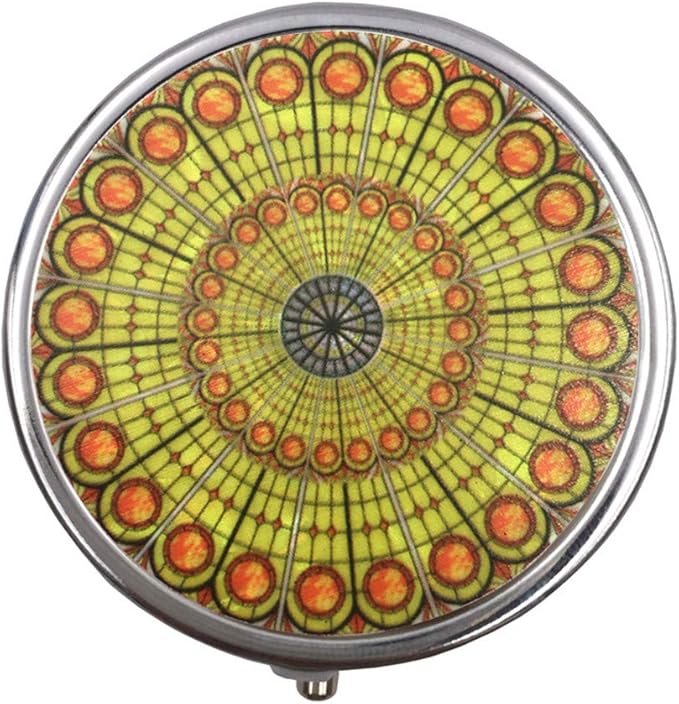 Round Medicine Box Portable Mini Metal Pill Case 2 inches Travel Little Pill Dispenser for Purse