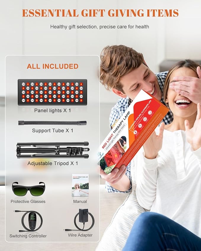 Red Lights Therapy for Body Face, 75 LED Light Therapy Panel with Stand, 35W 660nm Redlight and 850nm Near Infrared Light Device for Full Knee Body Pain Relief Skin Care at Home