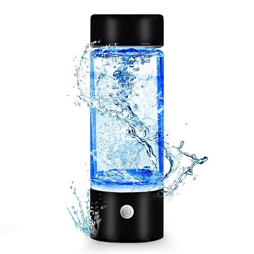 SHINKAI Hydrogen Water Bottle 450ml Portable Hydrogen Ionizer with SPE/PEM Technology, Rechargeable Hydrogen Rich Water Generator for Home, Office, Travel & Gym (Black)