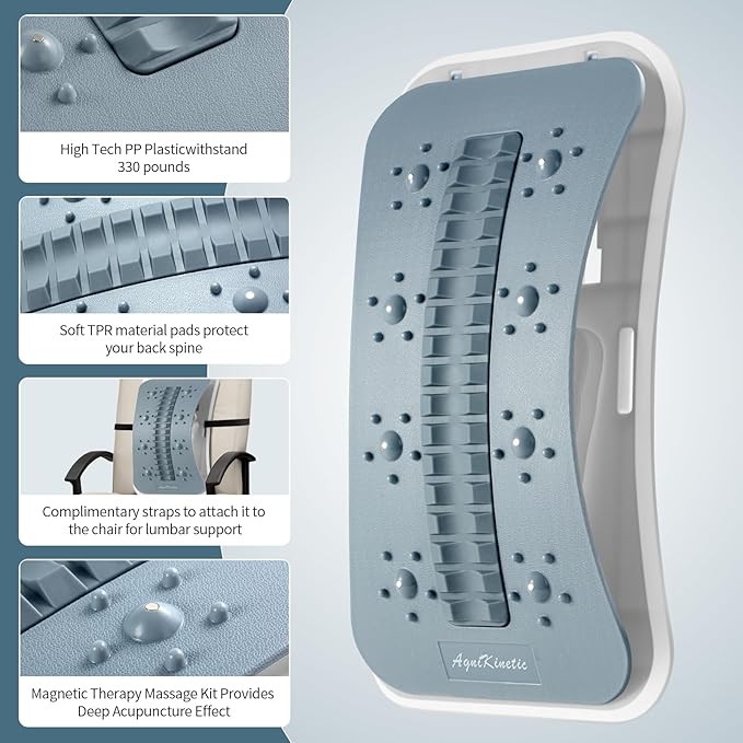Back Stretcher for Lower Back Pain Relief, Inflatable Regulated Lumbar Support Board, Ergonomic Back Cracker with Acupressure Points, Back Massager for Spinal Decompression and Scoliosis
