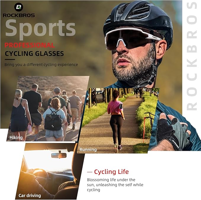 ROCKBROS Photochromic Sports Sunglasses for Men Women Cycling UV Protection