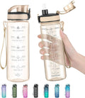 Enerbone Water Bottle, Leakproof BPA & Toxic Free, Motivational Water Bottle with Times to Drink and Straw, Fitness Sports Water Bottle with Strap for Office, Gym, Outdoor Sports