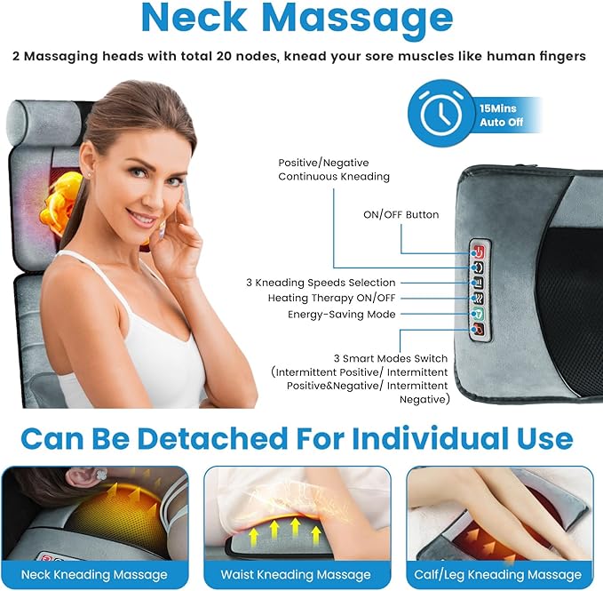 Moclever Full Body Massage Mat with Heat – Vibration Massage Pad for Back, Neck, Foot & Lumbar Support – Foldable Cushion Mattress with Timer & Adjustable Intensity for Home or Office Use
