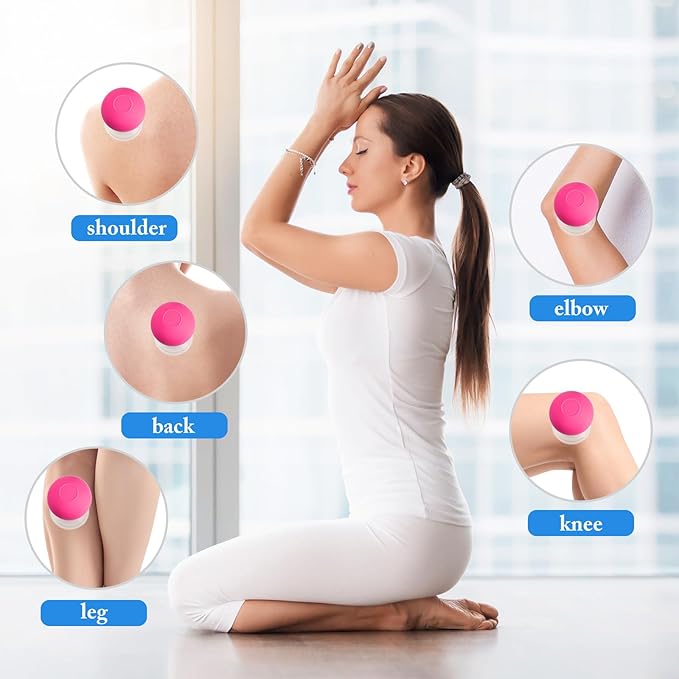 BBTO 4 Pcs Glass Facial Cupping Set Silicone Vacuum Suction Massage Cups Skin Tightening Therapy for Face Body Eyes Back Shoulder Pain(Multicolor)