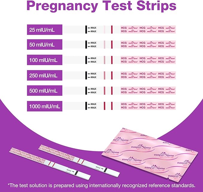Easy@Home 40 Pregnancy Test Strips with 40 Urine Cups: Accurate Early Detection - Sensitive & Fast Clear Results - Designed for Women Trying to Conceive | 40 hCG Pregnancy Strips+ Urine Cups