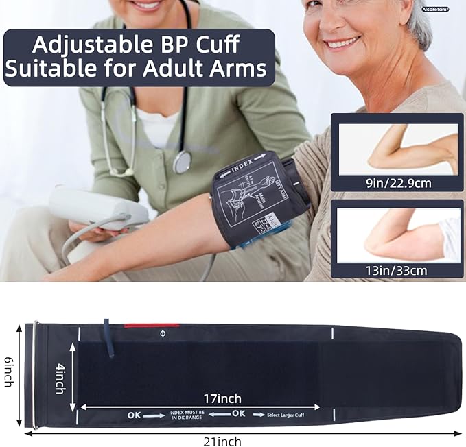 Large Blood Pressure Cuff, 8.7”-16.5” (22-42CM) BP Cuff Compatible with Omron BP Monitor, Replacement Cuff for Adult Big Arms, 7 Connectors