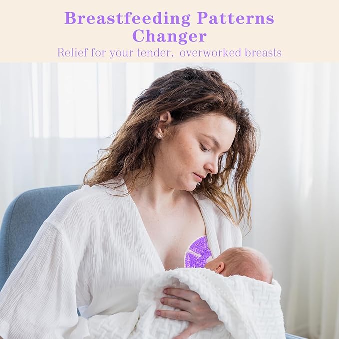 Hot/Cold Breast Gel Ice Packs Breast Cooling/Heat Pads Relief for Breastfeeding, Nursing Pain, Mastitis, Engorgement, Swelling, Plugged Ducts | Boost Milk Let-Down & Production,2 Pack (Purple)