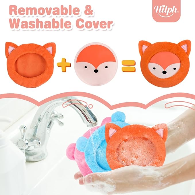 Hilph Kids Ice Packs for Boo Boos, Reuable Kids Hot Cold Packs with Cover and Handheld Straps for Pain Relief, Toddler Animal Ice Packs for Bumps, Swelling, Wisdom Teeth (3 Packs)