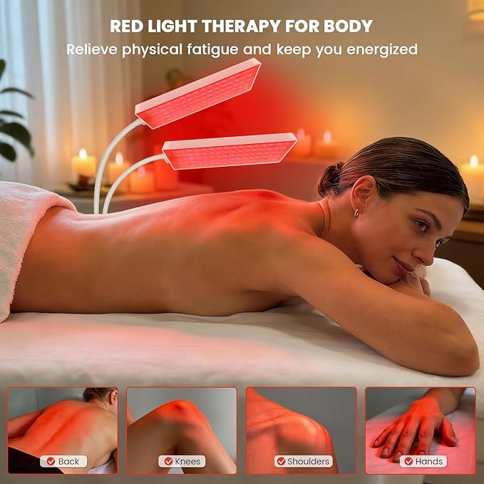 2 Head Red Light Therapy Lamp for Body and Face Use, 3 in 1 Chip with 660nm Red Light and 850nm Near Infrared Light, LED Red Light Therapy Device with 61 inch Adjustable Stand