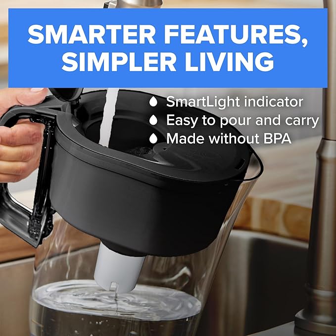 Brita Metro Water Filter Pitcher with SmartLight Change Indicator, BPA-Free, Replaces 1,800 Plastic Water Bottles a Year, Lasts Two Months, Includes 1 Filter, Small - 6-Cup Capacity, Fiery Red