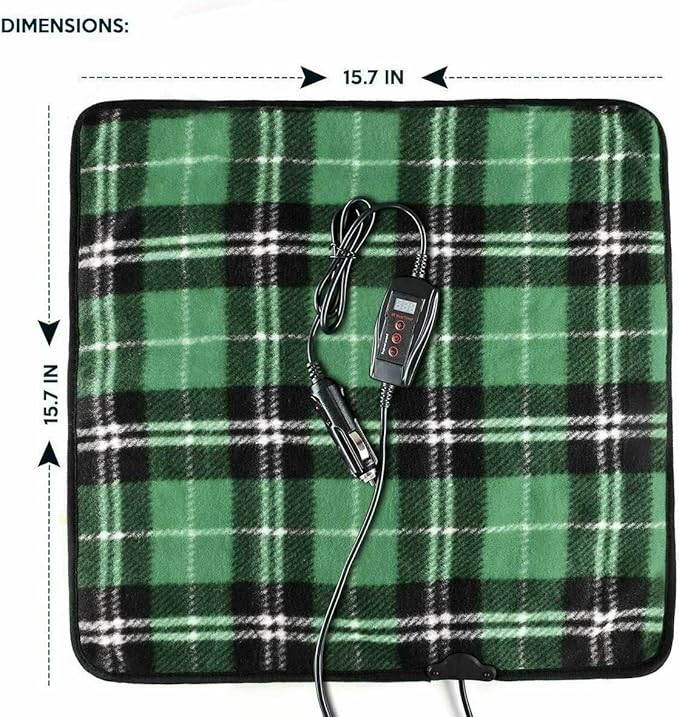 ZONETECH Green Plaid Warming Pad, Warms on Cold Weather, Perfect Sizing for Pets