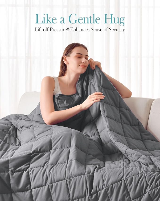 Topblan Weighted Blanket for Adults 12lbs, Soft Cooling Breathable Weighted Throw for Sleeping, Machine Washable Heavy Blanket with Glass Beads for Summer, Sofa Bed, 48"x72" Twin Size