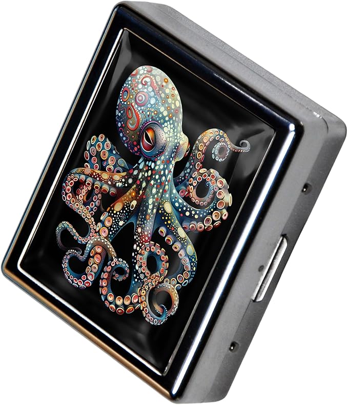 8-Compartment Pill Box Organizer Portable and Stylish Medicine Case, Versatile Storage for Medication - Ideal Travel Accessory & Unique Gift Idea (Mystical Octopus)