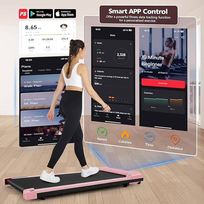 Walking Pad Treadmill, Funmily 2.5hp Under Desk Treadmill for Home/Office, 2026 Upgrade 3-in-1 Portable Treadmills with App, Remote Control, LED Display, 300 Lb Capacity