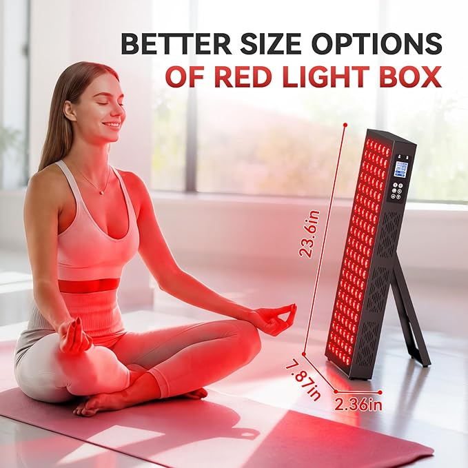 Red Light Therapy Box, 5in1 LED with 630-660-810-830-850, Metal Case, 3 Modes Red Light Panel with Soft Belt, 6 Timing Set - 9 Pulse Modes - 4-Level - Red Light Therapy Panel for Body