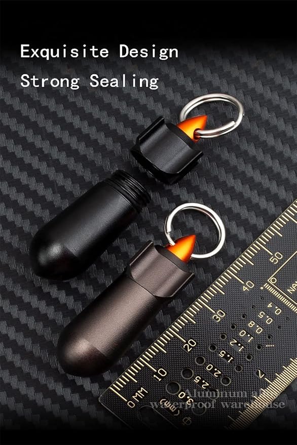 4Pcs Keychain Pill Organizer Waterproof Durable Alloy Container Medicine Box, Portable Pill Holder Case Outdoor Camping Travel