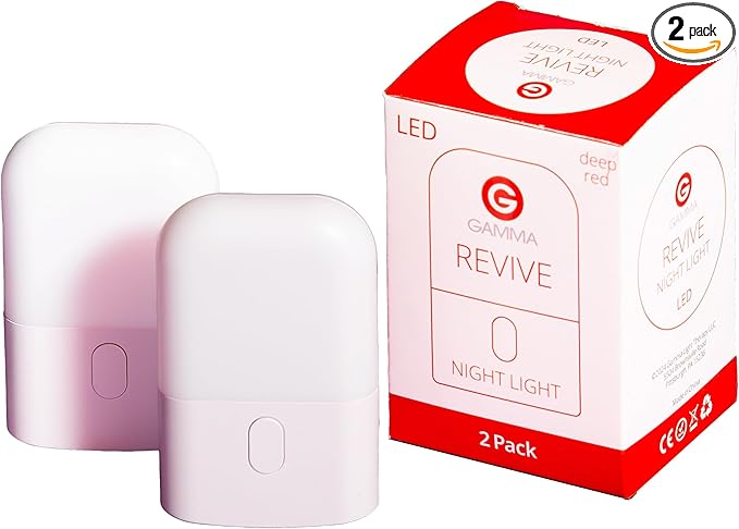 Revive - 670nm Red Night Light (2 Pack) by Gamma - Sleep Therapy - Melatonin Promoting Natural Sleep Aid