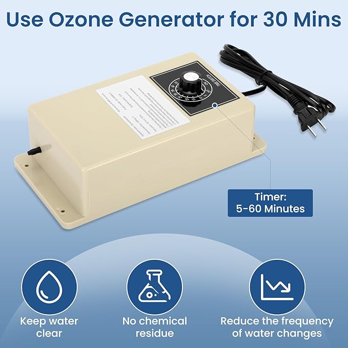 2000mg/h Ozone Generator Cold Plunge with Timer, Ozone Generator Water Keep Cold Plunge, Ice Bath, Spa, Hot Tub, Pool Clean and Fresh for Long Time