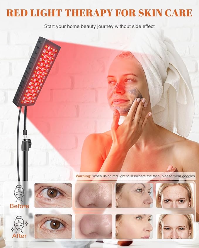 Red Lights Therapy for Body Face, 75 LED Light Therapy Panel with Stand, 35W 660nm Redlight and 850nm Near Infrared Light Device for Full Knee Body Pain Relief Skin Care at Home