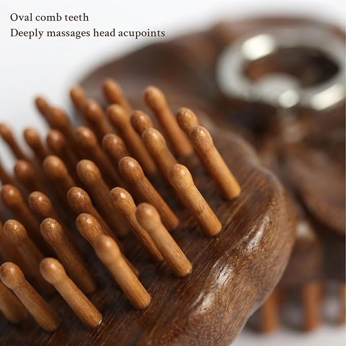 54teeth Bamboo Wood Hair Brush and Scalp Massage Comb - Fine Comb for Hair Growth