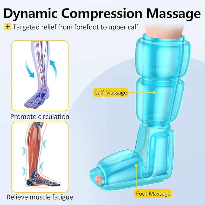 Comfytemp Cordless Air Compression Leg Massager for Circulation and Pain Relief FSA, Portable Foot and Calf Compression Boot for Swelling, HSA Eligible, Ideal for Mom Dad (1 Pack, Fits Calf 13"~19")