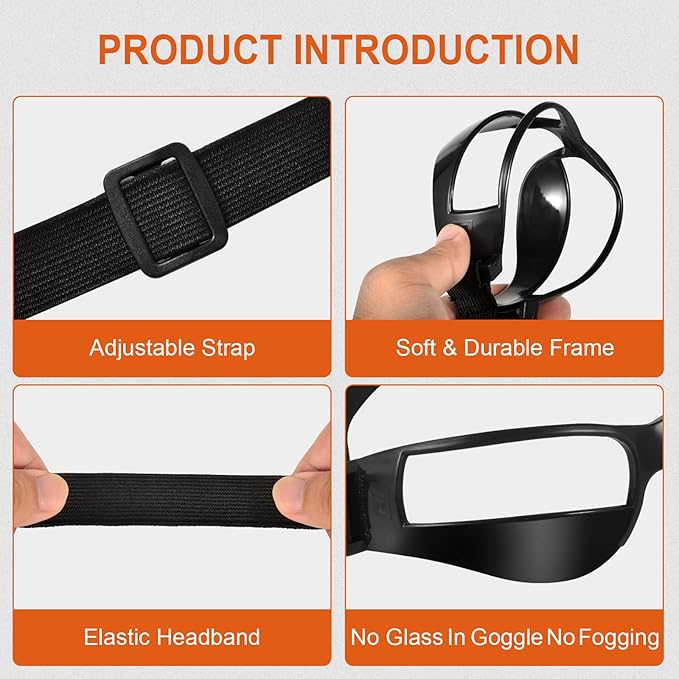 Improving Basketball Skills, Say Goodbye to Bowing - Professional Dribbling Goggles Basketball Sports Training Glasses, BLACK