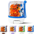 4 Compartments Pill Bottle Organizer, Anti-Mix Travel Pill Dispenser with Safety Lock, Pill Case with 16pcs Labels, Cute Pill Organizer for Seniors, Caregivers & Daily Vitamin Management(Blue)