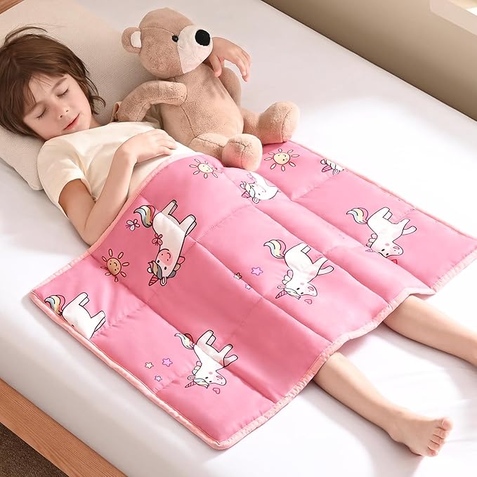 anfie Weighted Lap Pad 2 Pounds, Weighted Blanket (30"*40") Cooling Blanket for Sleeping,Weighted Throw Blanket for Travel Indoor Outdoor (Little Unicorn)