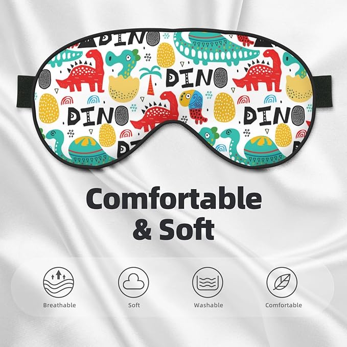 Dinosaur with Palms Sleep Mask Eye Mask with Adjustable Strap Eye Sleep Shade Cover Blocks Light for Women Men Airplane Travel Nap
