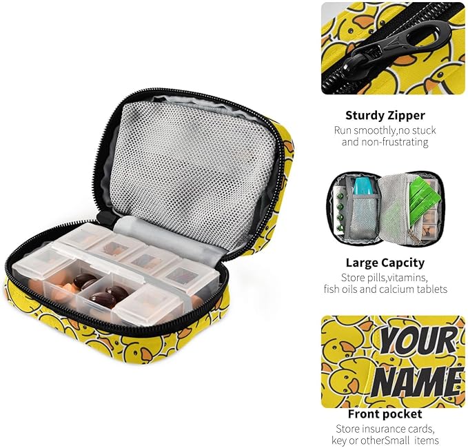 Daily Vitamin Medicine Organizer Little Yellow Duck Cute Travel Pill Organizer Daily Medicine Container Twill Pill Case Bag