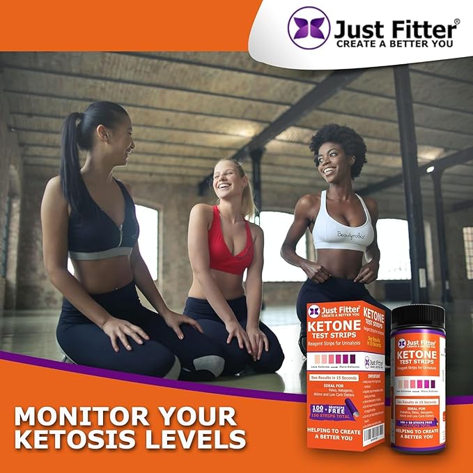 Just Fitter Ketone Test Strips - Accurate 150 Keto Test Strips for Ketosis Testing - Instant 15 Second Results for Ketogenic Diet