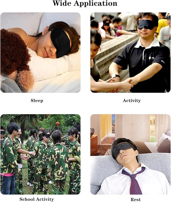 100PCS Sleep Masks Blindfold Eye Masks with Adjustable Strap for Women Men Eye Shade Cover for Travel Team Building Airplane (Black)