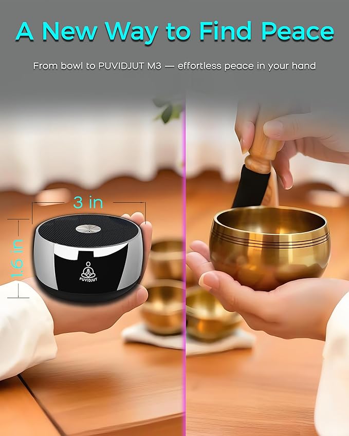 Meditation Sound Machine, Frequency Generator Instrument,PUVIDJUT Tone Device - Solfeggio Frequencies Bath for Yoga, Mindfulness,Meditation System of Chakra, 5 Tones Optional, 3 Timer Modes