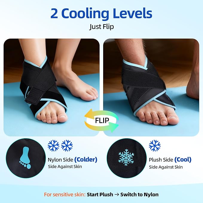 Comfytemp Ankle Ice Pack Wrap for Plantar Fasciitis Relief, Foot Support Brace for Sprain, Achilles Tendonitis, Heel Spur, Swelling, Hot Cold Compress, Running Essentials - 1 Pack