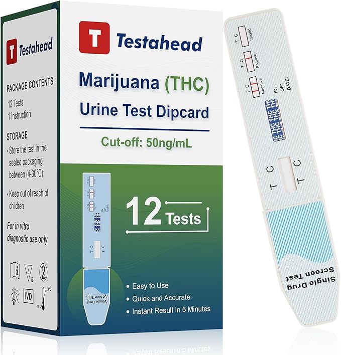 THC Drug Test Kit – 12 THC Test Strips for Urine – Fast & Accurate Marijuana Detection for Home or Workplace – Easy to Use, Results in 5 Minutes
