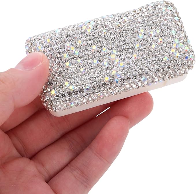 Didiseaon Bling Rhinestone Pill Case: Pill Container Box Portable Waterproof Pocket Holder Rectangular Plastic Storage Organizer for Outdoor Camping Travel