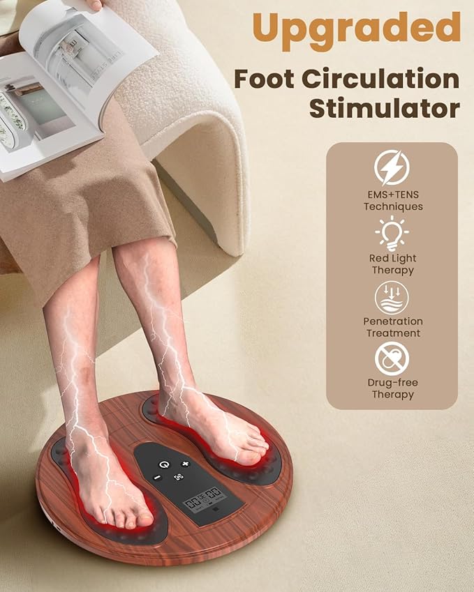 Rechargeable Foot Massager for Neuropathy with 660-850 Red Light Therapy – EMS &TENS Foot Stimulator for Neuropathy, Electrical Nerve Stimulator, Relieve and improve pain and plantar fasciitis