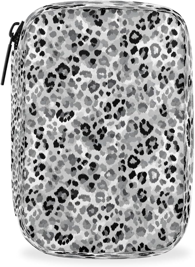 Grey Leopard Print Pill Case Everyday Travel, 7 Day Weekly Medicine Pill Box Compact Portable Pills Bottle Organizer with Zipper for Daily Vitamin Medicine Holder Bottle Organizers Bag