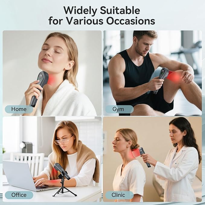 Handheld Red Light Therapy with Stand,Near Infrared Light Therapy Devices for Pain Relief Joint and Muscle Pain for Pets(4 * 808nm+14 * 650nm)
