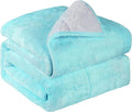 Alomidds Sherpa Fleece Weighted Blanket for Adults(20lbs Queen Size 20lbs 60 x 80 inches) Heavy Blanket with Fluffy Warm Thick Sherpa & Cozy Soft Flannel for Sofa Bed, Aqua