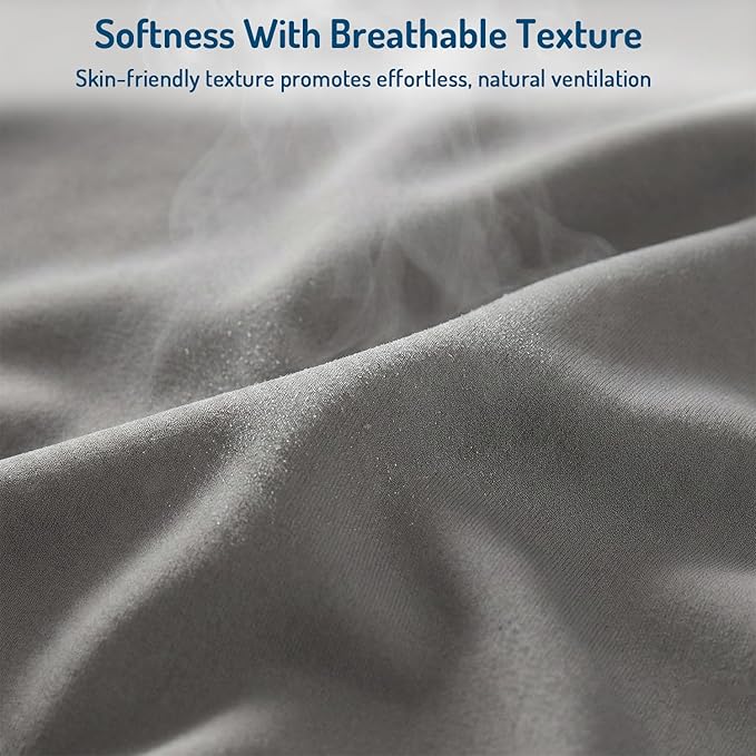Degrees of Comfort Coolmax® Cooling Bed Sheets Twin XL Size for Hot Sleepers, Moisture Wicking Sheet Set for Night Sweats, Deep Pocket, Ultra Soft, Cozy for All Seasons, Grey 3 Pieces