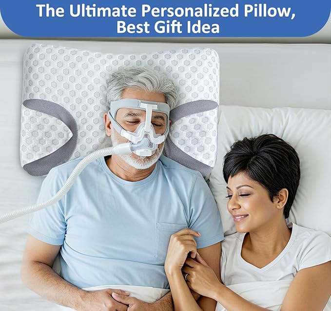 IKSTAR CPAP Pillow for Side Sleeper, Sleep Apnea Pillow for Sleeping, CPAP Nasal Pillows Suit for All CPAP Masks User, Cervical Memory Foam Neck Support Pillow Relief Neck Pain for Side Back Sleepers