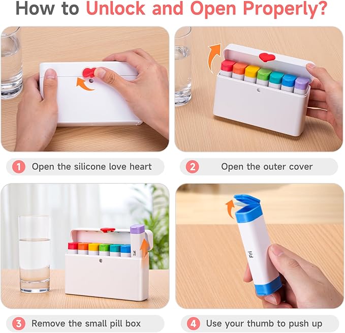 Daily Pill Dispenser, Weekly Pill Organizer 2 Times a Day, Cute Pill Organizer with New Design
