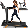 Walking Pad Treadmill with Handle Bar, Removable Desk Workstation, Incline Treadmills for Home Office with Desktop, APP, 300+ lb Capacity