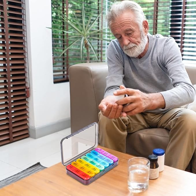 ASprink Pill Organizer 3 Times a Day Black+Pill Organizer 3 Times a Day Purple